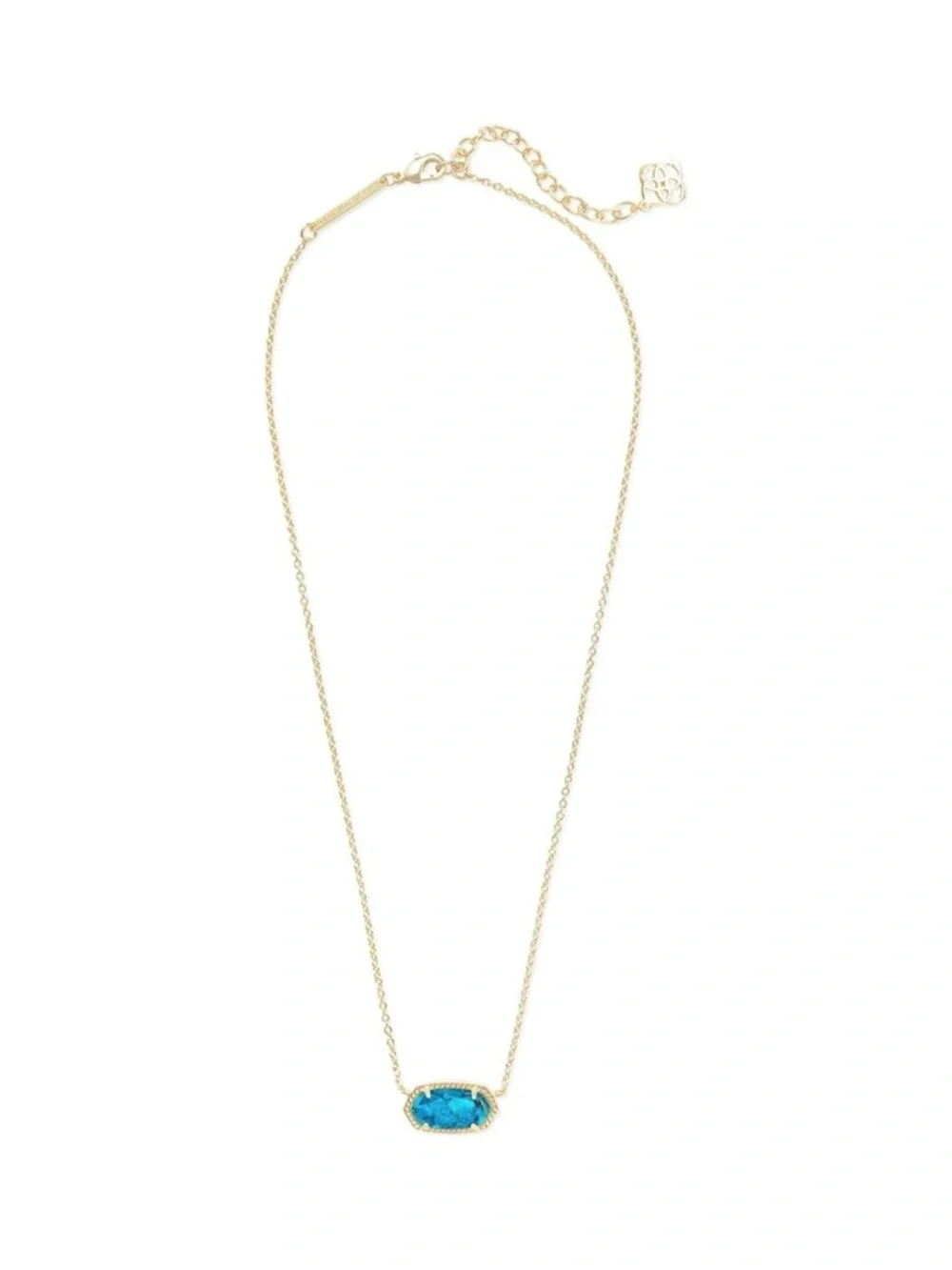 Gold Chain Necklace with Blue Stone Pendant